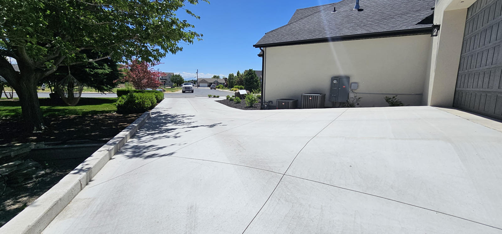 Wide concrete driveway