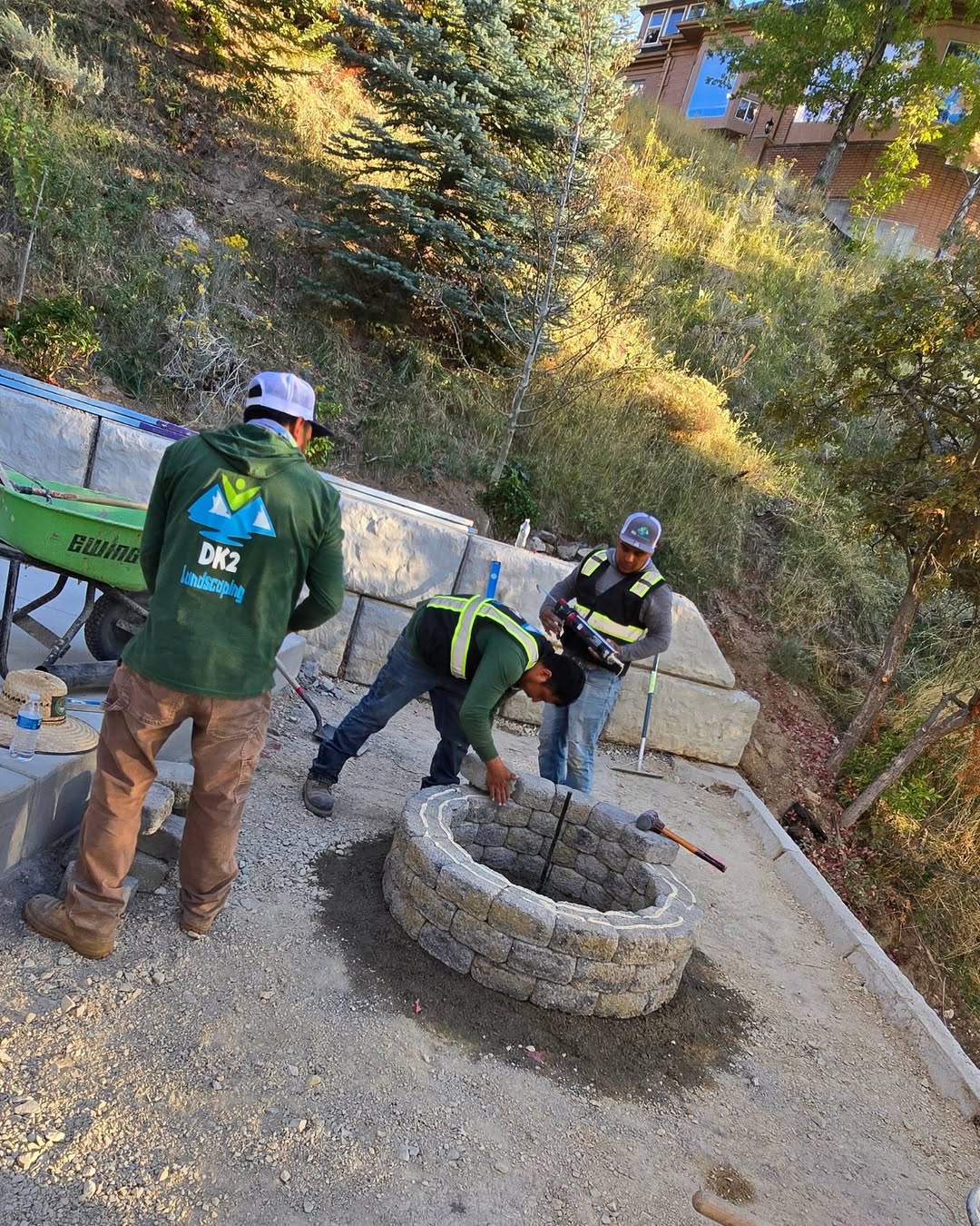 DK2 Landscaping team working on a professional landscaping project