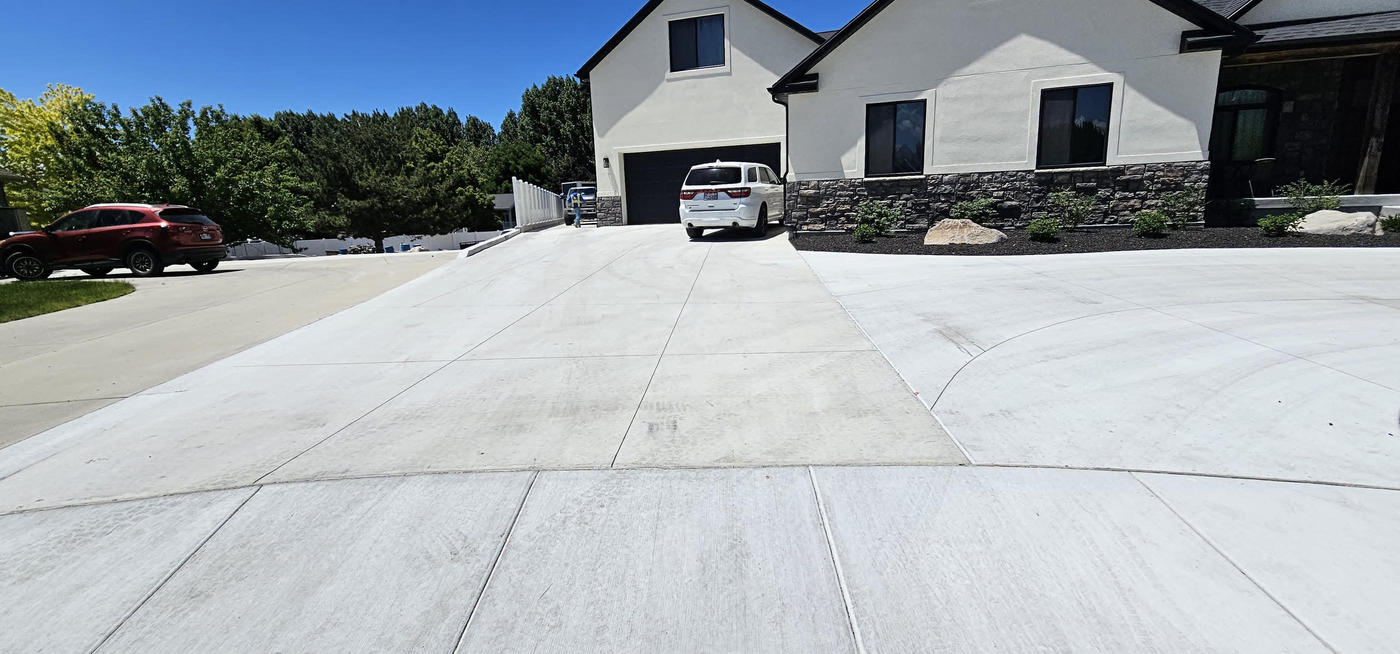 Modern concrete driveway